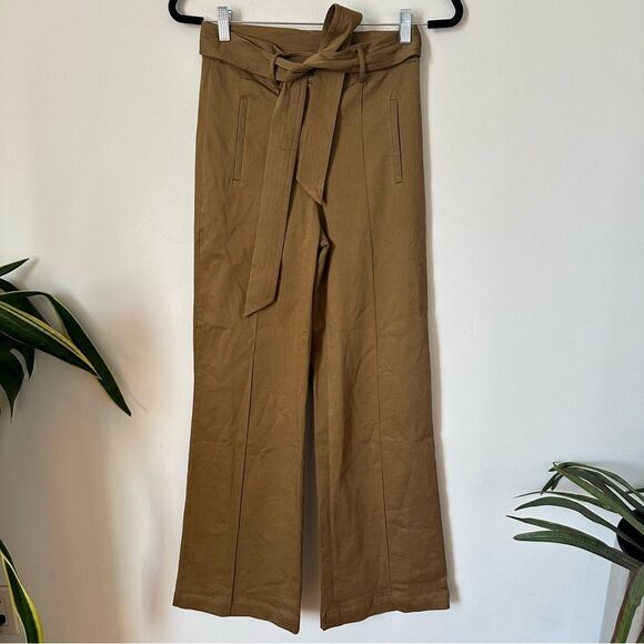 NWT Cleobella Charlotte Organic Cotton Belted Wide-Leg Pants in Camel Size XS - Picture 3 of 8